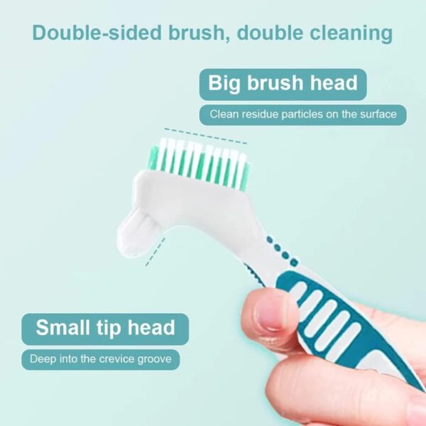 Cepillo Dentaduras Postizas,Cepillo de Dientes para Dentaduras,Postizas con Cabeza de Doble Cerda,Cepillos de Limpieza de Dentaduras,Cepillo para Dentaduras Postizas,para Cuidado Dentaduras Postizas - Image 2