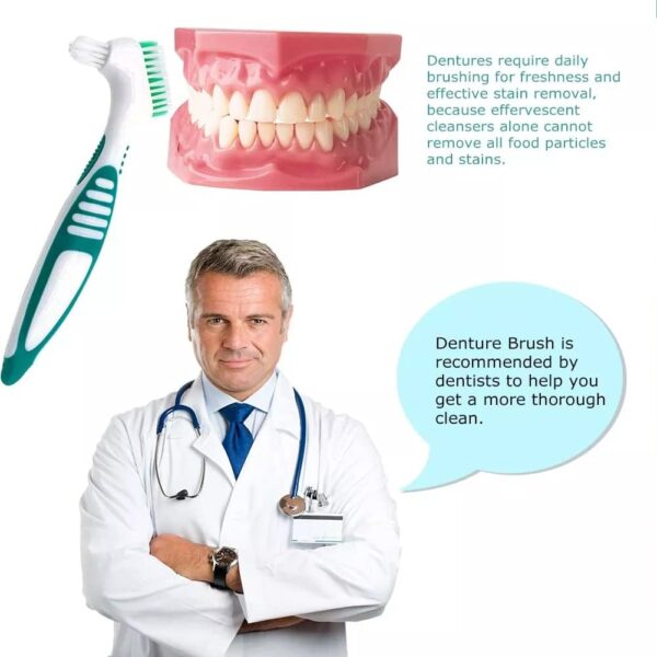 Cepillo Dentaduras Postizas,Cepillo de Dientes para Dentaduras,Postizas con Cabeza de Doble Cerda,Cepillos de Limpieza de Dentaduras,Cepillo para Dentaduras Postizas,para Cuidado Dentaduras Postizas - Image 3