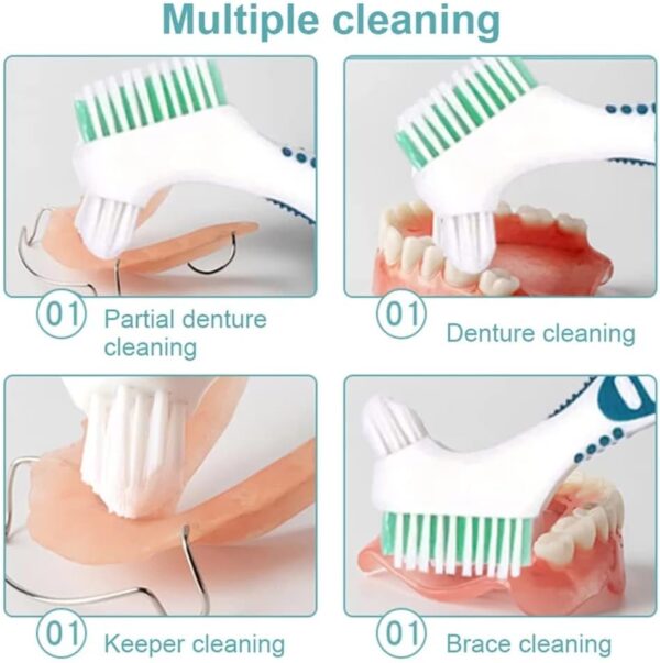 Cepillo Dentaduras Postizas,Cepillo de Dientes para Dentaduras,Postizas con Cabeza de Doble Cerda,Cepillos de Limpieza de Dentaduras,Cepillo para Dentaduras Postizas,para Cuidado Dentaduras Postizas - Image 4