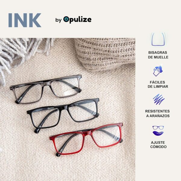 Opulize Ink Pack 2 Gafas De Lectura Grande Negro Gris Hombres Mujeres Bisagras Resorte RR4-17 +1,00 - Image 4