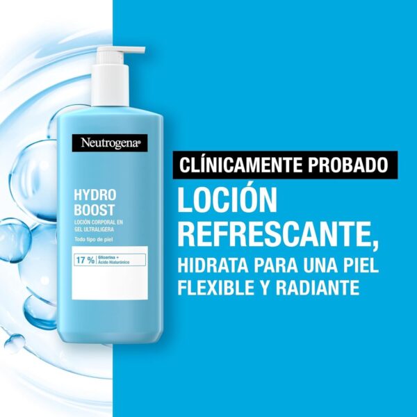 Neutrogena Hydro Boost Loción en Gel Ultraligera (400 ml), crema hidratante corporal refrescante con Glicerina y Ácido Hialurónico para todo tipo de piel - Image 2