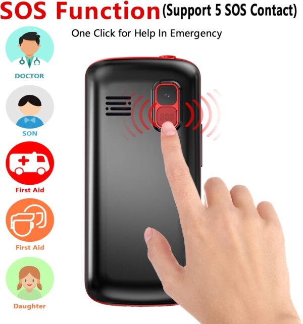 uleway 4G Telefono Movil para Mayores Libres, Teléfono Móvil Personas Mayores Teclas Grandes con Pantalla 2,4", Botón SOS,USB-C, Llamada Rápida, Movil Basico con Ranura Nano SIM, Base de Carga (Negro) - Image 5