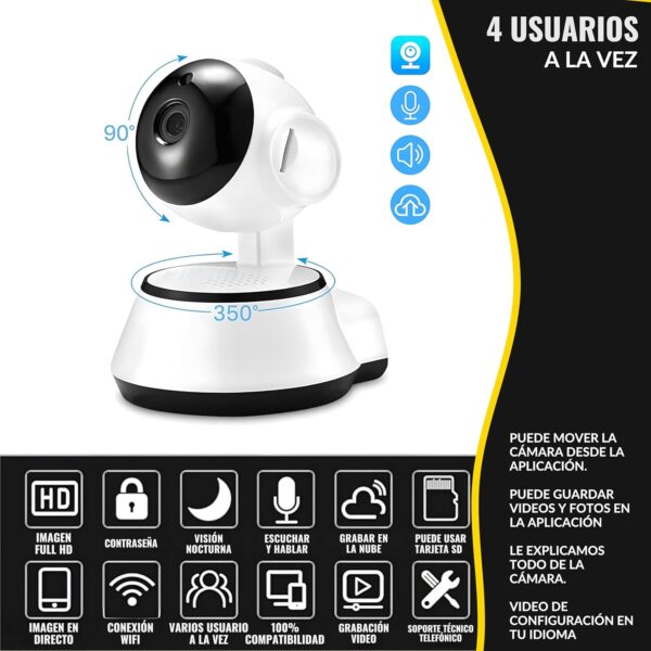 NFMAXONE Cámara Vigilancia WiFi Interior, Camara IP 1080P de Seguridad con Detección de Movimiento y Visión Nocturna, Camara Vigilancia de Bebé con Audio Bidireccional Compatible iOS Android 2.4 GHz - Image 5