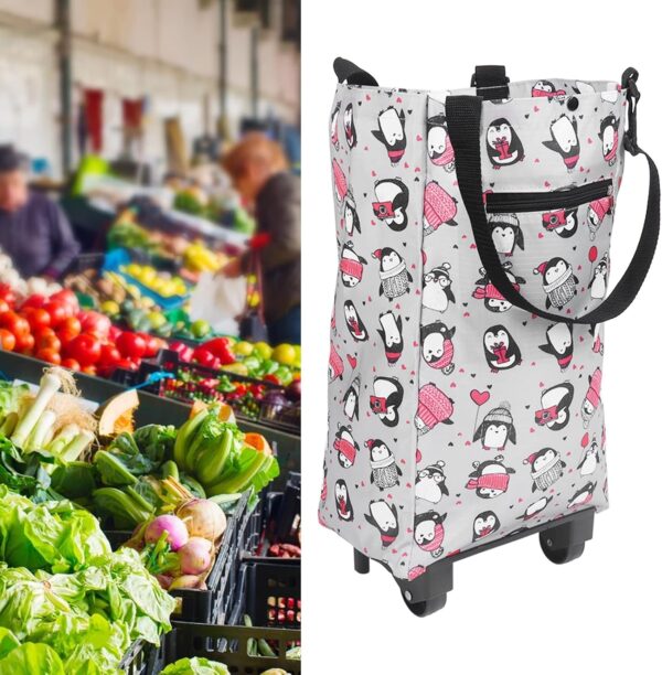 Ldafava Carro con Ruedas, Carro De Compras Plegable con Ruedas, Carro Portátil Plegable Compacto para Comestibles, Compras, Lavandería, Sube Escaleras, Al Aire Libre - Image 7