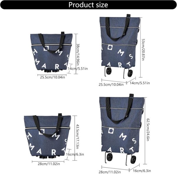 Limtula Carrito de la compra plegable de tela Oxford con diseños plegables para un transporte cómodo - Image 3
