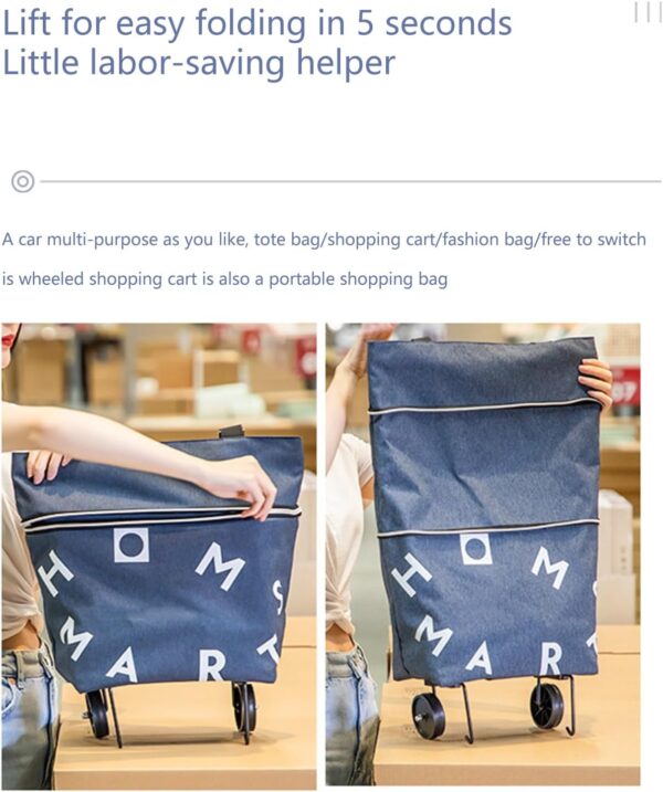 CPAOWEHF Bolso Oxford Multiusos con Carrito Práctico Bolso Plegable con Carrito para Compras Y Viajes Hecho Tela Oxford - Image 4