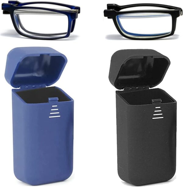 Hubeye Gafas de lectura plegables anti-luz azul para hombres y mujeres con poste telescópico caja elástica ultraligera de moda portátil 3.50