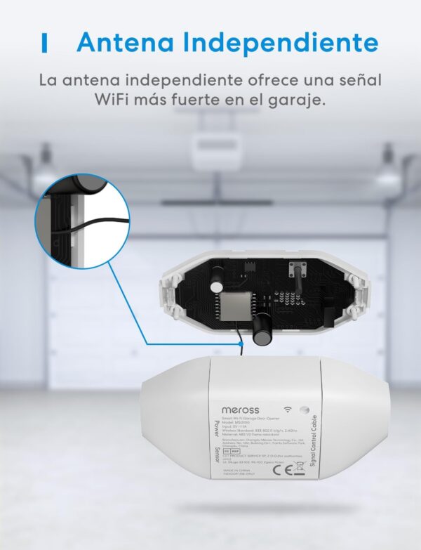 Meross Abridor de Puertas de Garaje Inteligente, Control Remoto y de Voz, Función de Cronómetro, Compatible con Apple HomeKit, Alexa, Google Asistente y SmartThings - Image 7
