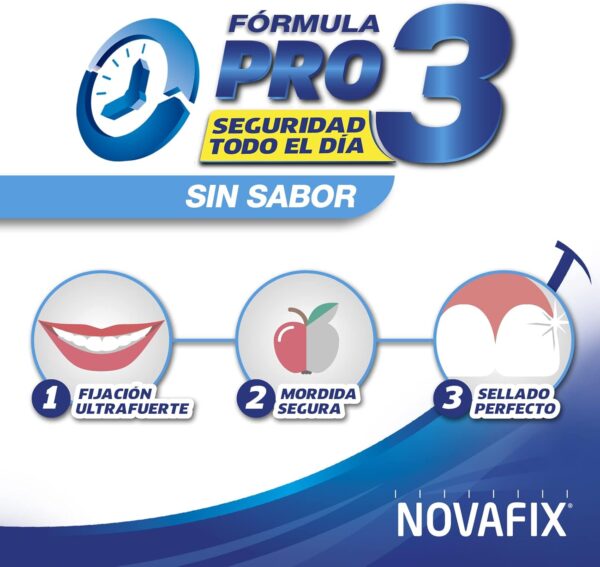 Novafix - Pro3 Sin Sabor - Fijación ultrafuerte - Crema adhesiva dentaduras postizas - 50 g (Paquete de 2) - Image 2