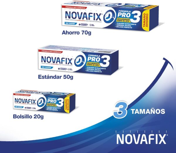 Novafix - Pro3 Sin Sabor - Fijación ultrafuerte - Crema adhesiva dentaduras postizas - 50 g (Paquete de 2) - Image 5