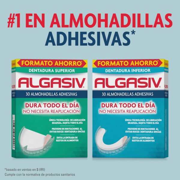 Algasiv Almohadillas Adhesivas para Dentaduras Postizas Inferiores, Dura Todo el Día y Protege las Encías, 30 Unidades (Paquete de 2) - Image 5