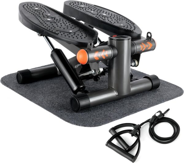 ONETWOFIT Mini Stepper - Mini stepper con bandas de resistencia para el hogar, stepper para entrenamiento, capacidad de carga de hasta 160 kg, stepper hidráulico para el hogar