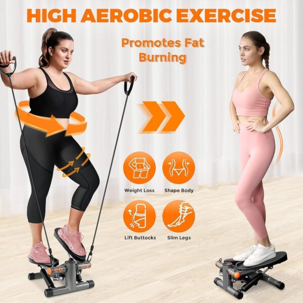 ONETWOFIT Mini Stepper - Mini stepper con bandas de resistencia para el hogar, stepper para entrenamiento, capacidad de carga de hasta 160 kg, stepper hidráulico para el hogar - Image 2