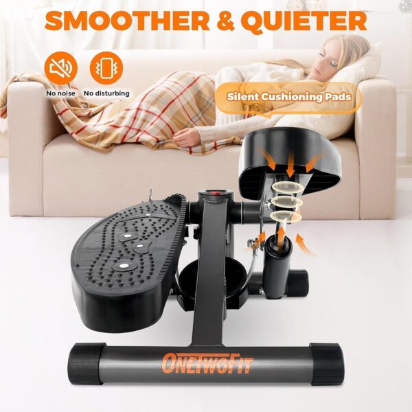 ONETWOFIT Mini Stepper - Mini stepper con bandas de resistencia para el hogar, stepper para entrenamiento, capacidad de carga de hasta 160 kg, stepper hidráulico para el hogar - Image 4