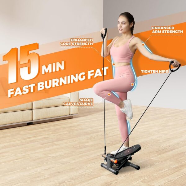 ONETWOFIT Mini Stepper - Mini stepper con bandas de resistencia para el hogar, stepper para entrenamiento, capacidad de carga de hasta 160 kg, stepper hidráulico para el hogar - Image 11