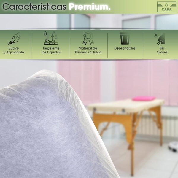 XARA - (Pack 50) Sabanas Camilla Ajustables de TNT Sin Olores - Repele los Líquidos - Funda Camilla Masaje Ajustable 95 x 220 cm - Cubre Camillas Masajes Reciclable - Image 2
