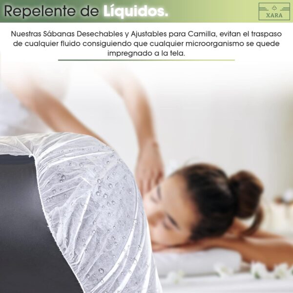 XARA - (Pack 50) Sabanas Camilla Ajustables de TNT Sin Olores - Repele los Líquidos - Funda Camilla Masaje Ajustable 95 x 220 cm - Cubre Camillas Masajes Reciclable - Image 5