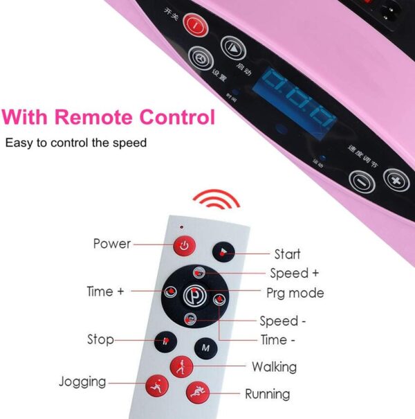 Máquina de ejercicios de placa de vibración de pie 200w, mini tablero de fitness, plataforma de equipos de entrenamiento para el hogar, 3 canales, para tonificar, perder grasa, pérdida de peso,Rosado - Image 4