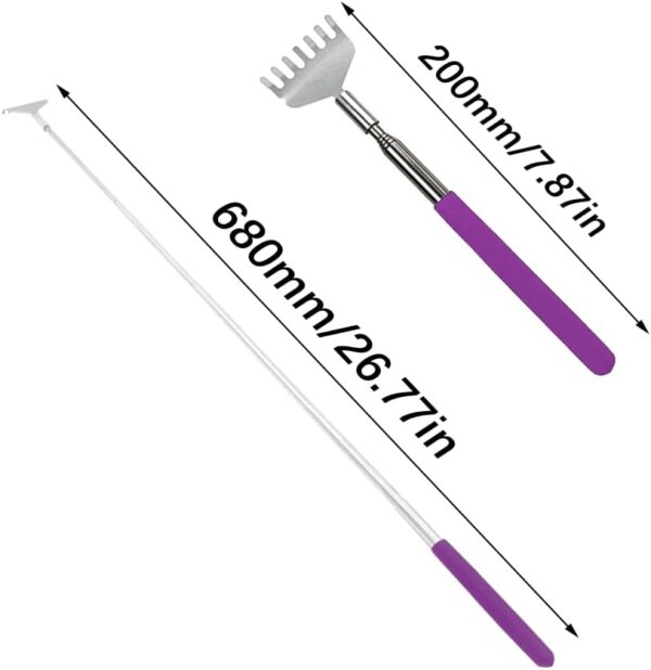 Rascador Trasero, Rascadorde Espalda Telescópico de Acero Inoxidable, Portátil Espalda Rascador, para Elimina Picazón De Espalda Herramienta De Masaje Corporal, para de Cabeza y Otros Cosquillas - Image 2