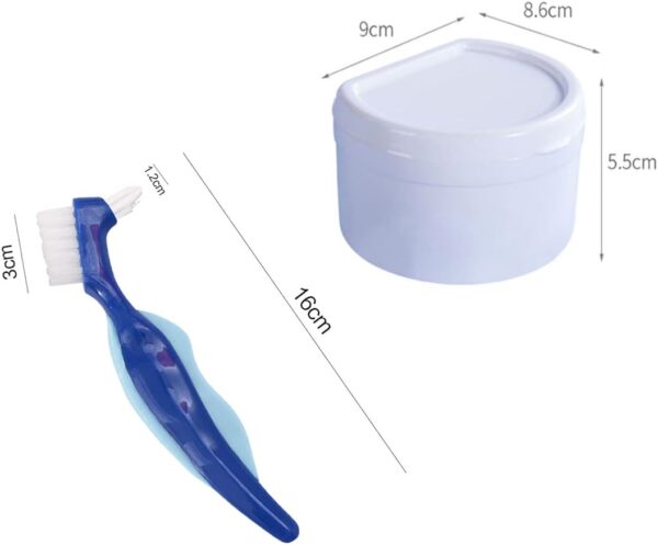 Caja para dentaduras postizas, Caja de almacenamiento para dentaduras postizas, Recipiente para limpieza de dentaduras postizas, con cepillo de dientes falso, para el cuidado de la dentadura postiza - Image 6