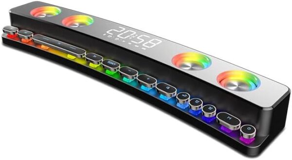 Zedo Altavoces Bluetooth SH39 Reloj Bluetooth inalámbrico RGB Juego Altavoz Barra de sonido 3D estéreo subwoofer multifuncional colorido mecánico hogar, viajes, camping