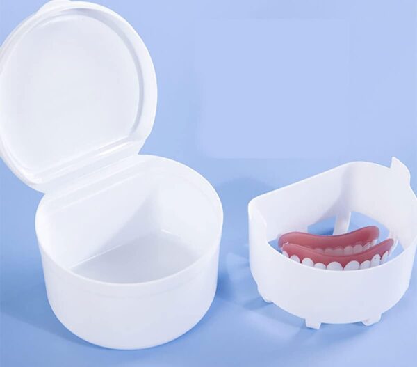 Caja para dentaduras postizas, Caja de almacenamiento para dentaduras postizas, Recipiente para limpieza de dentaduras postizas, con cepillo de dientes falso, para el cuidado de la dentadura postiza - Image 7