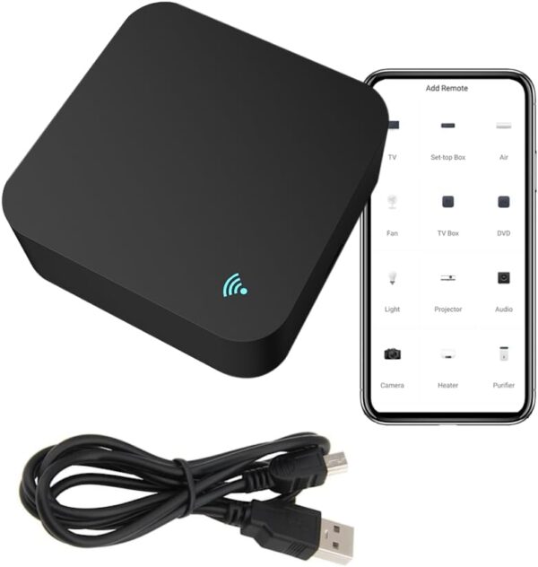 Mando Remoto Universal WiFi a Distancia Infrarrojo Compatible con Tuya. Control Remoto IR Smart Home. Alexa, Google Home, Smart Life. Controlar TV, Aire Acondicionado, Cuadrado Negro