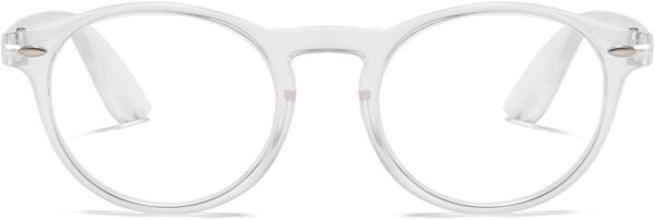 MMOWW Gafas de Lectura con Filtro Anti Luz Azul para Ordenador, Gafas Redondas de Moda para Hombres y Mujeres con Bisagra de Resorte Antifatiga (Transparente, +1.5) - Image 3