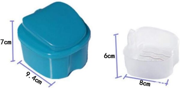 Caja de Baño para Dentadura Postiza,Caja de Baño para Dentadura Postiza Dental con Contenedor de Red Colgante(Azul Claro) - Image 3