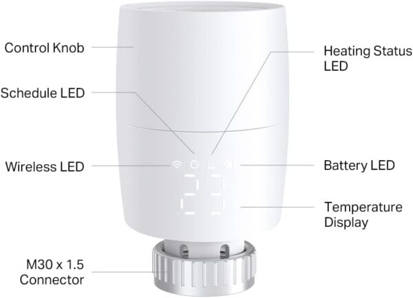 Válvula de radiador con termostato Inteligente TP-Link Kasa, válvula de radiador Inteligente, Ahorro de energía, válvula de termostato de radiador con Pantalla LED, programación TRV Inteligente, func - Image 2
