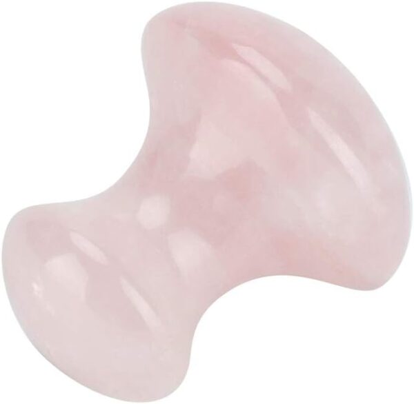 Tyenaza Herramienta de Masaje de Cuarzo, Piedra de Masaje de Cristal de Cuarzo Rosa Natural, Herramientas de Masaje para Ojos y Cara en Forma de Seta