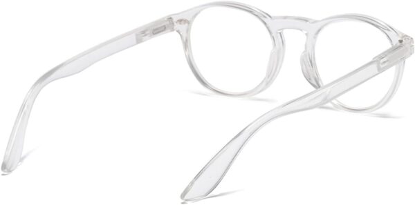 MMOWW Gafas de Lectura con Filtro Anti Luz Azul para Ordenador, Gafas Redondas de Moda para Hombres y Mujeres con Bisagra de Resorte Antifatiga (Transparente, +1.5) - Image 4