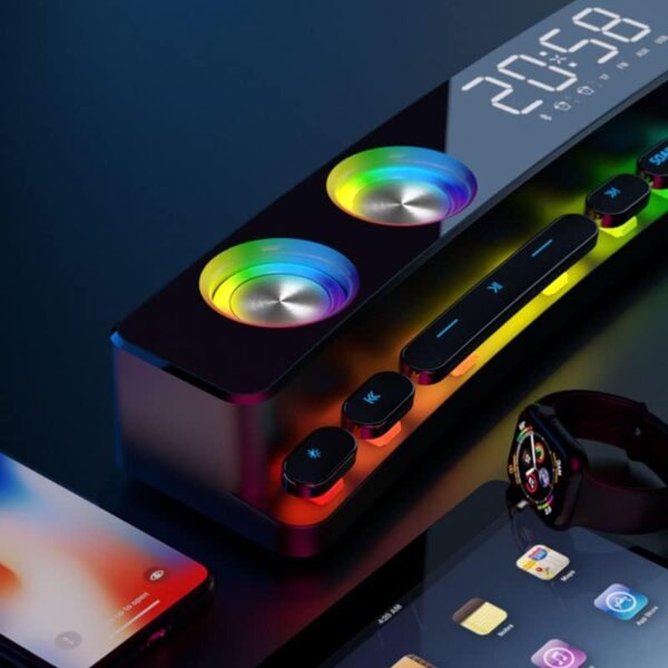 Zedo Altavoces Bluetooth SH39 Reloj Bluetooth inalámbrico RGB Juego Altavoz Barra de sonido 3D estéreo subwoofer multifuncional colorido mecánico hogar, viajes, camping - Image 3