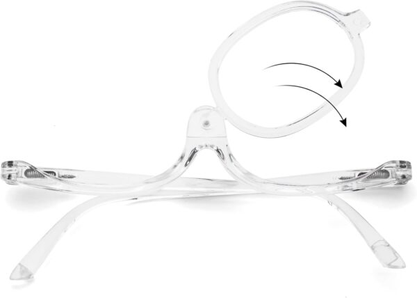 MMOWW Maquillaje Gafas de Lectura para Mujer, Flip Rotación Anteojos De Aumento, Gafas de Lectura Portatiles Lectura Plegable Gafas (Transparente, +3.0) - Image 2