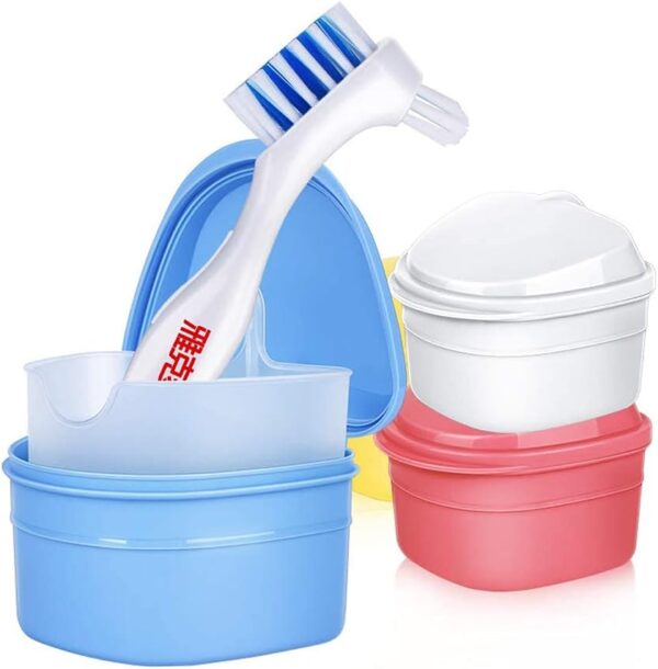 Y-Kelin Kit de limpieza de dentaduras postizas con cepillo de dientes postizos de dos cabezas (Azul) - Image 5