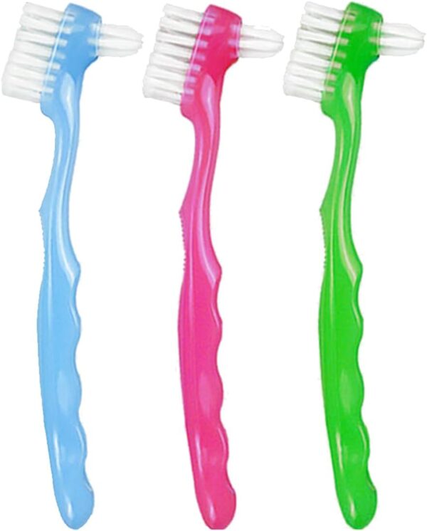 Visxcnu 3Piezas Juego de cepillos de Dientes para prótesis, cerdas Multicapa,Cabeza de Cerdas Cepillos de Limpieza de Prótesis Portátiles Dentaduras