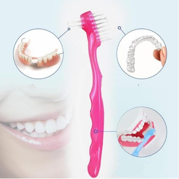Visxcnu 3Piezas Juego de cepillos de Dientes para prótesis, cerdas Multicapa,Cabeza de Cerdas Cepillos de Limpieza de Prótesis Portátiles Dentaduras - Image 7