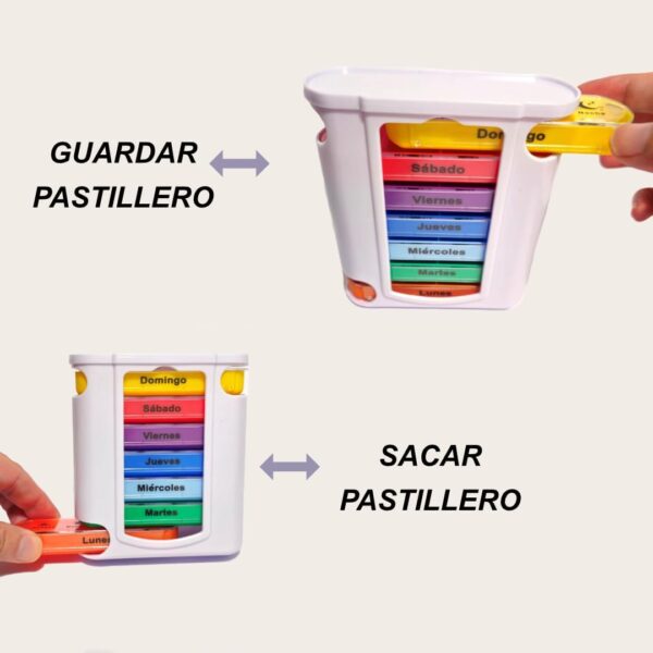 Pack de 2 Pastillero Semanal 4 Tomas Español, Pastillero Diario 7 Dias, Dosificador de Comprimidos con 28 Compartimentos, Organizador de Pastillas para Viaje Tinkipaly (2) - Image 5