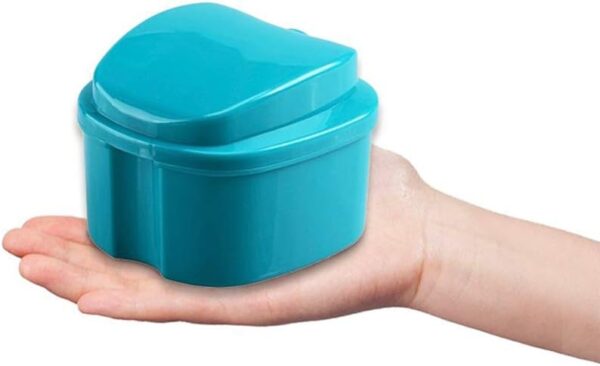 Caja de Baño para Dentadura Postiza,Caja de Baño para Dentadura Postiza Dental con Contenedor de Red Colgante(Azul Claro) - Image 9