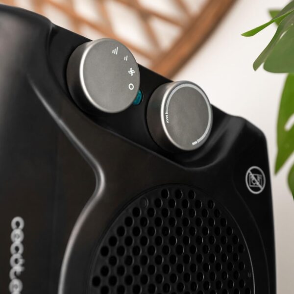 Cecotec Calefactor Eléctrico Bajo Consumo ReadyWarm 2000 Max Dual Black. Termoventilador de 2000W, 3 Modos, Termostato Regulable, Seguridad Sobrecalentamiento, Área de Cobertura 20m2 - Image 6
