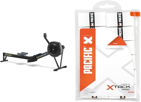 Concept2 RowErg con Patas estándar, máquina de Remo Modelo D, Resistencia al Aire, Negro y Pacific Unisex Tennis Håndtagsbånd X Tack Pro Perfo Hvid 12 Piezas Cinta de Agarre, Blanco, 0,55 mm EU