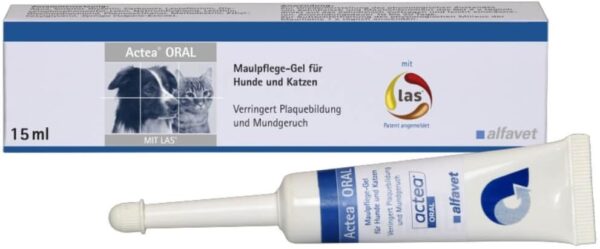 Alfavet Actea Oral, Reduce la formación de Placa y Mal Aliento, Gel para el Cuidado de la Boca para Perros y Gatos, con Las, Tubo de 15 ml