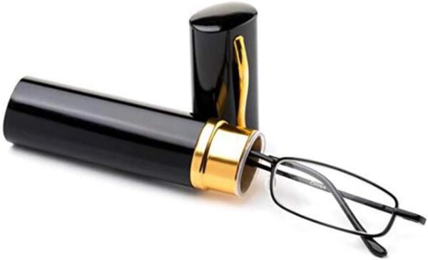MMOWW 3 pares de gafas de lectura ultrafinas con forma de bolígrafo, con bisagras de resorte, lectores pequeños para hombres y mujeres, portalápices portátil(negro+marrón+gris,+2.5) - Image 3