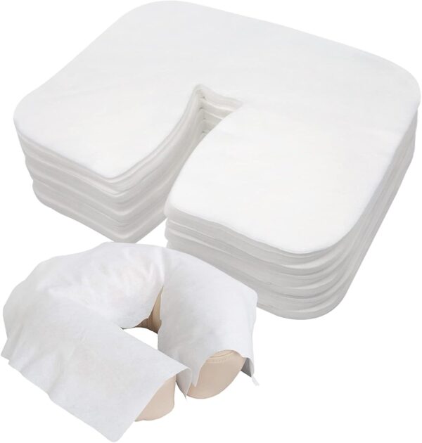 400 Piezas Fundas Desechables para Reposacabezas de Mesa de Masaje, Tvvcalk Toallas Desechables con Hendidura Nasal para Mesas de Masaje (400)