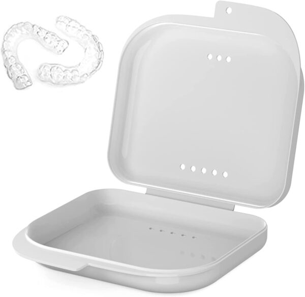 AidShunn Retainer Box Denture Cleaner Invisalign Case Teeth Retainers Denture Bath Slim Orthodontic Dental Case for Bleaching Trays,Mouth, Guard, Brace, Ear Plugs, Chewies Invisalign