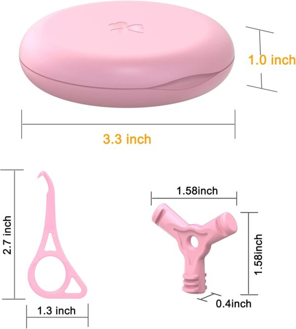 Caja Para Aparatos de Ortodoncia,2X Caja Dentadura Postiza, Caja De Retenedor, Caja De Almacenamiento De Dentadura, con 2X Herramienta de Extracción de Alineador, 2X Chewies Forma de Y, Rosa+Blanco - Image 2