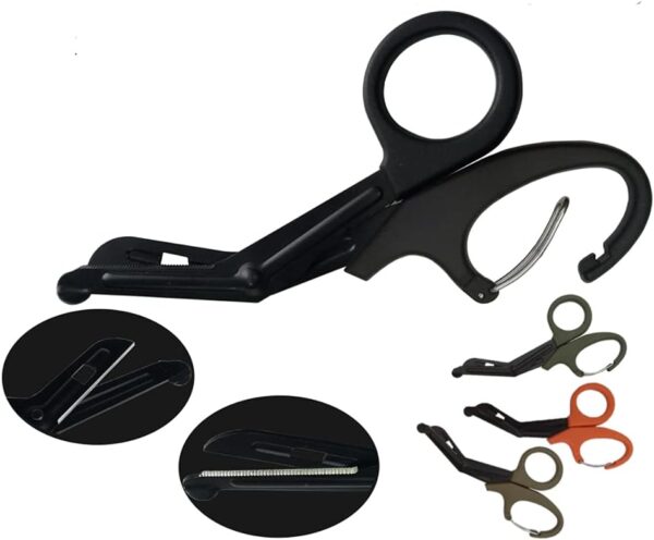 Feloyal Tijeras Médicas, EMT Doblado 7.7 Inch Acero Inoxidable Chapado Titanio Mate de Tijeras de Vendaje o Gasa para Médico o Enfermera, Sala de Emergencias o Campamento Al Aire Libre (Negro)