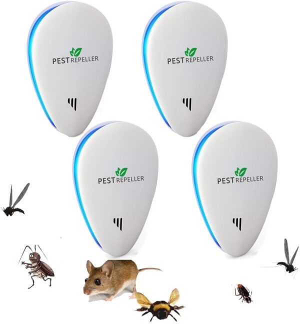 Repelente Ultrasónico de Plagas,2024 Nuevo Electrónico Repelente Mosquitos Insectos para Interiores Anti Cucarachas, Moscas,Mosquitos,Ratones,Arañas,100% Inofensivo para Mascotas y Humanos