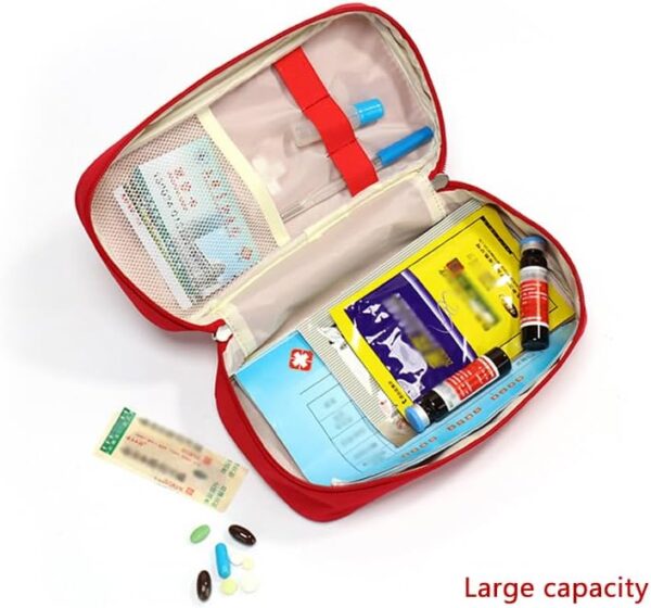 XINGSUI 1 Bolsa de Primeros Auxilios de Seguridad vacía, Kit de Primeros Auxilios de Viaje portátil, Mini Bolsa médica, Bolsa de Almacenamiento de Paquetes de medicamentos vacía (roja) - Image 3