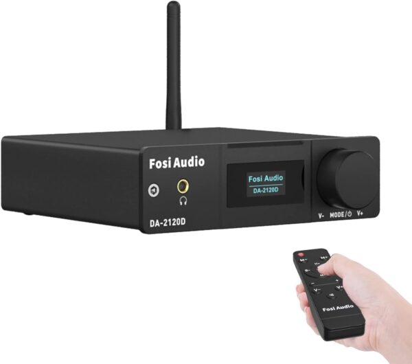 Fosi Audio DA2120D Receptor Bluetooth 5.0 Amplificador 200 W 2.1 Canal Clase D Hi-Fi Mini Estéreo Audio Integrado Amplificador de Potencia Digital DAC USB Coaxial Óptico a Audio Convertidor con